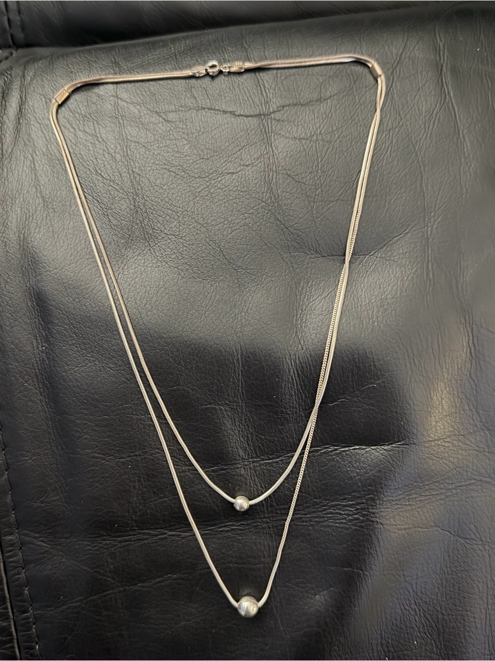 Elegant Double-Layer Silver 925 Necklace with Bead Accents